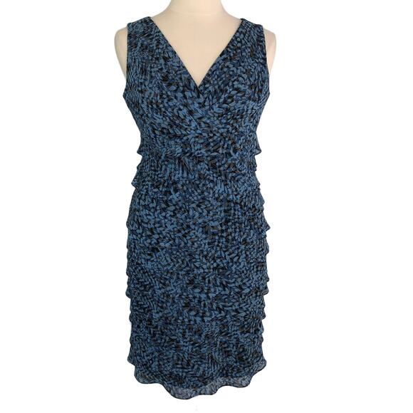 dressbarn Chiffon Flapper Sheath Dress Knee Length V Neck Sleeveless Size 16 - Picture 1 of 9